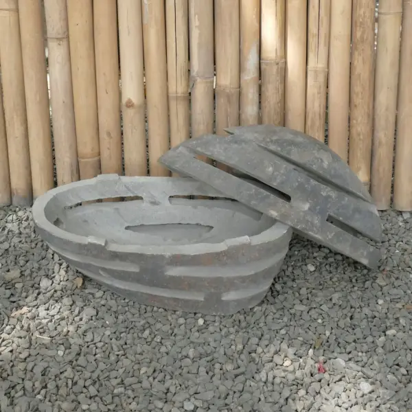 Product image of the product “Garden latern Peanut, removable part, approx. 35cm height, natural stone (Riverstone), stonemasonry ”